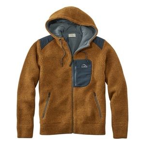 L.L Bean Men's Fleece-Lined Hooded Wool Sweater